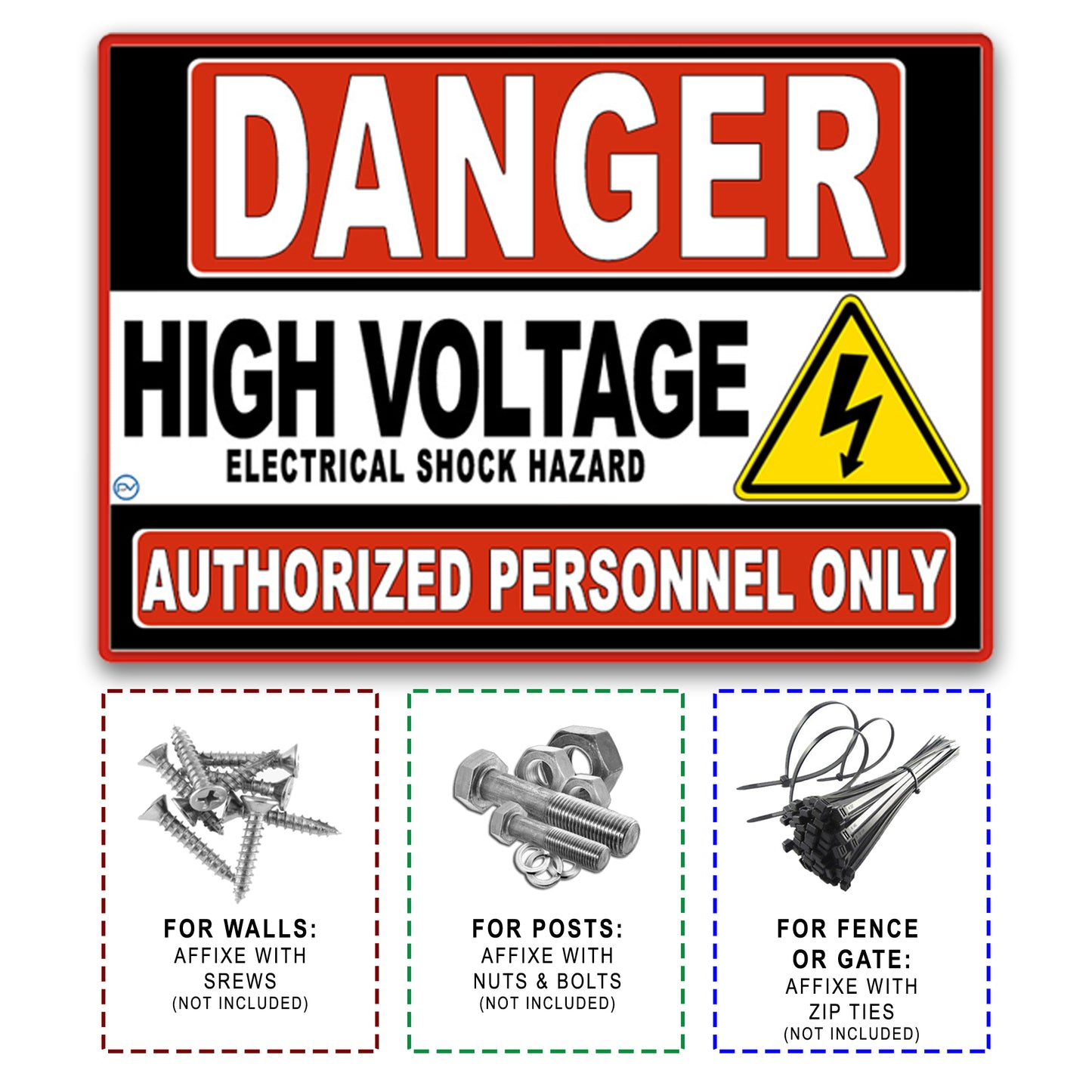 Danger High Voltage Sign - High Quality Plastic (HV)