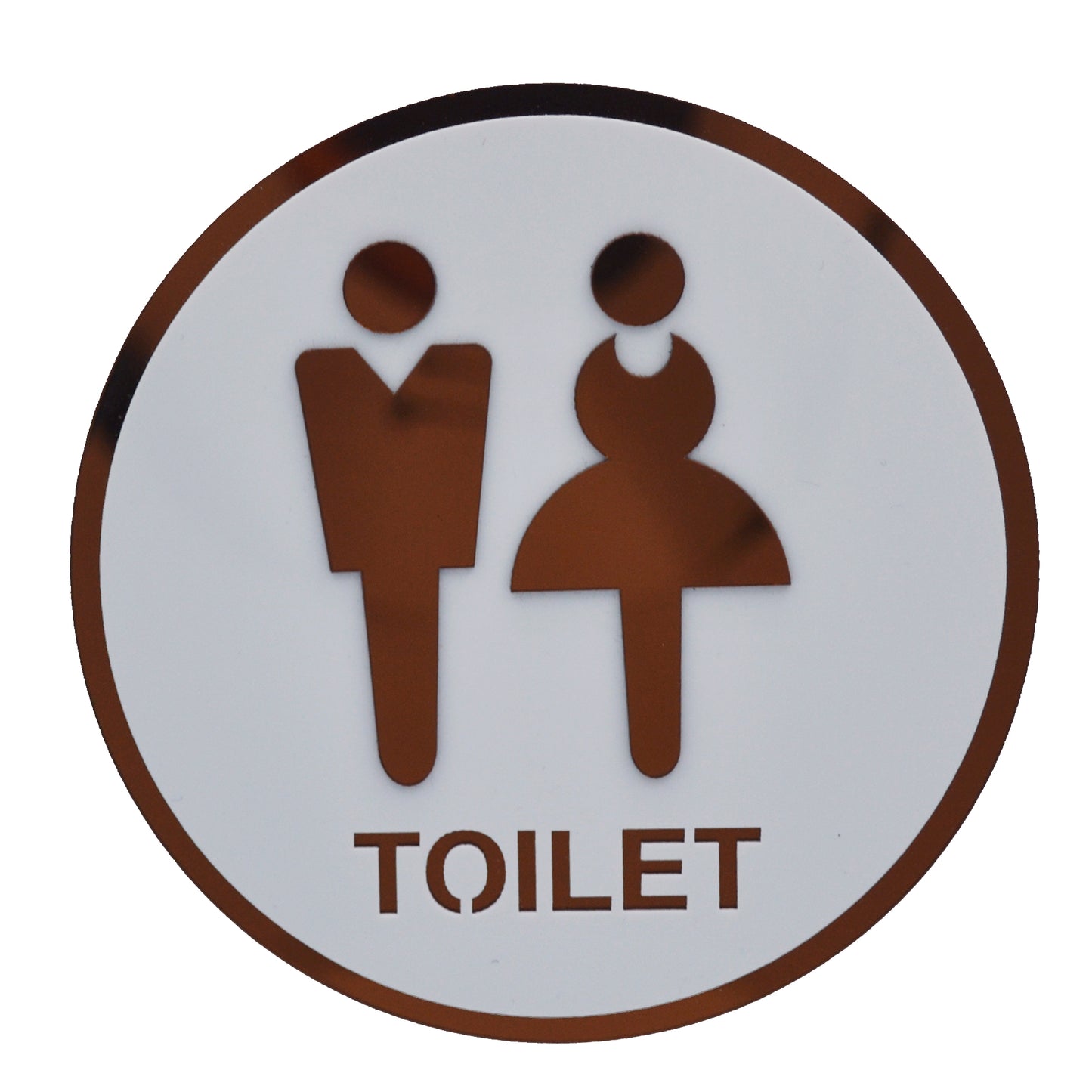 Round Toilet Bathroom Sign in 3D with Double-Sided Tape (UNISEX)