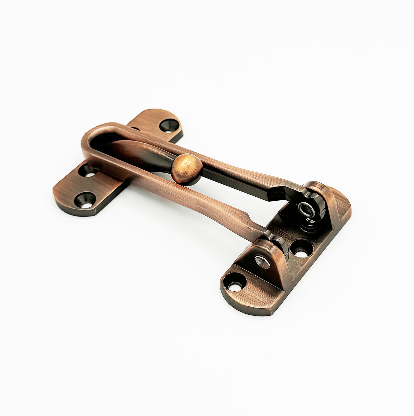 Antique Copper - Hinged Bar Lock for Swing-in Doors, Door Latch Lock Chain – Secondary Security Lock for Door and Security