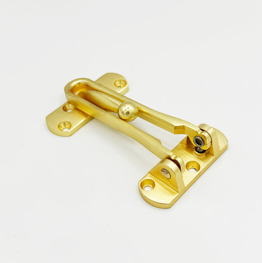 Gold - Hinged Bar Lock for Swing-in Doors, Door Latch Lock Chain – Secondary Security Lock for Door and Security