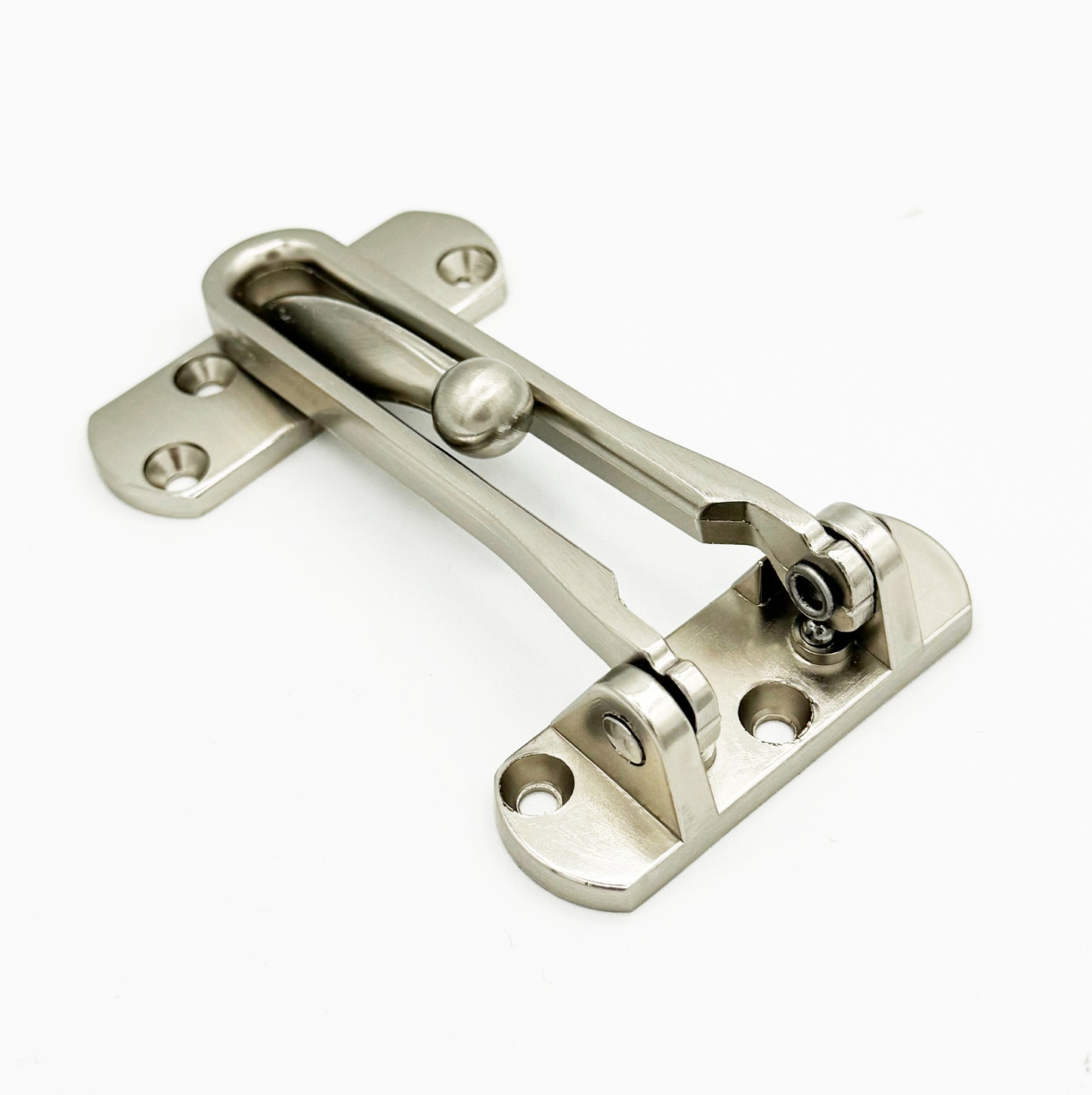 Satin Nickel - Hinged Bar Lock for Swing-in Doors, Door Latch Lock Chain – Secondary Security Lock for Door and Security