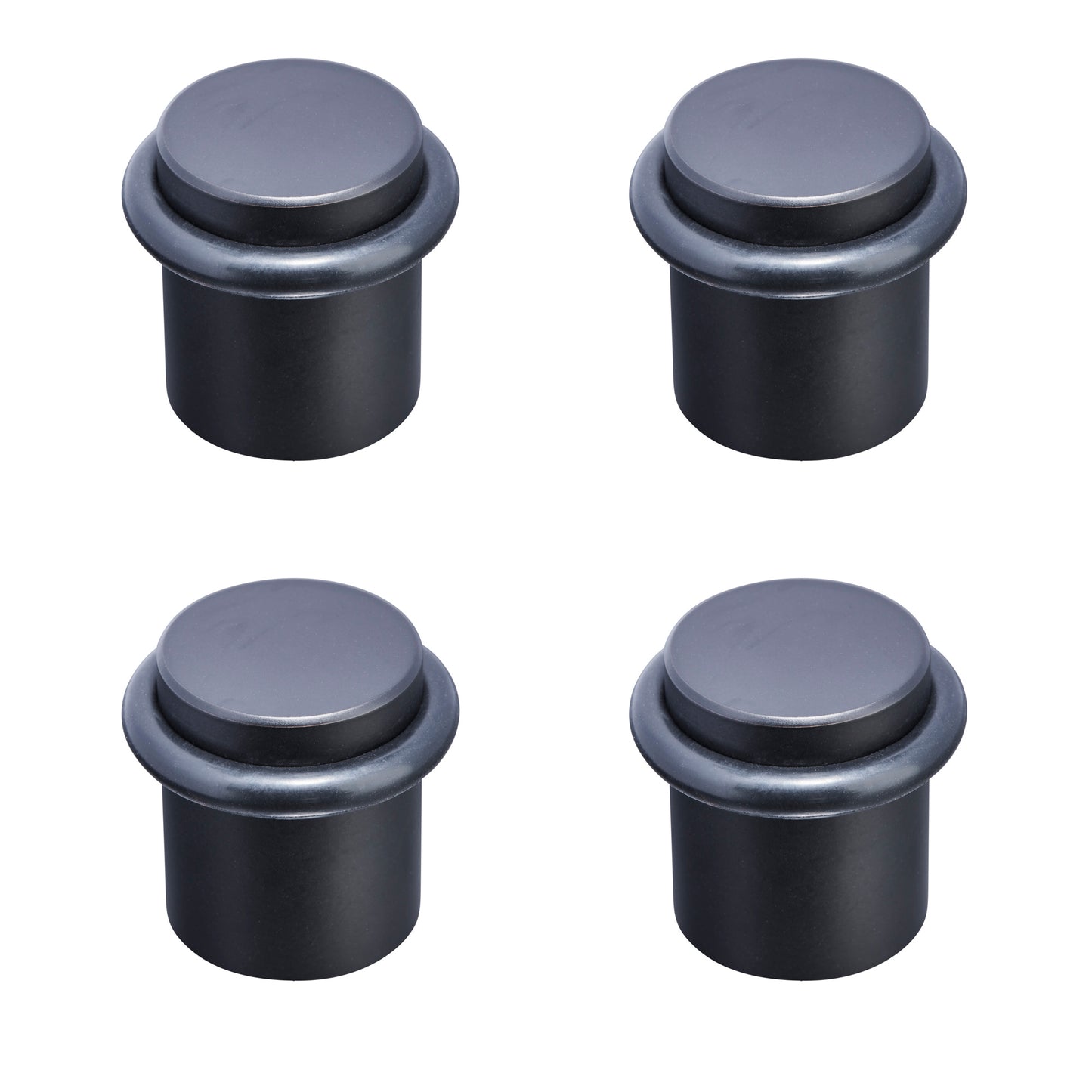 Premium Black Door Stop, Thin Rubber (4 Pack)