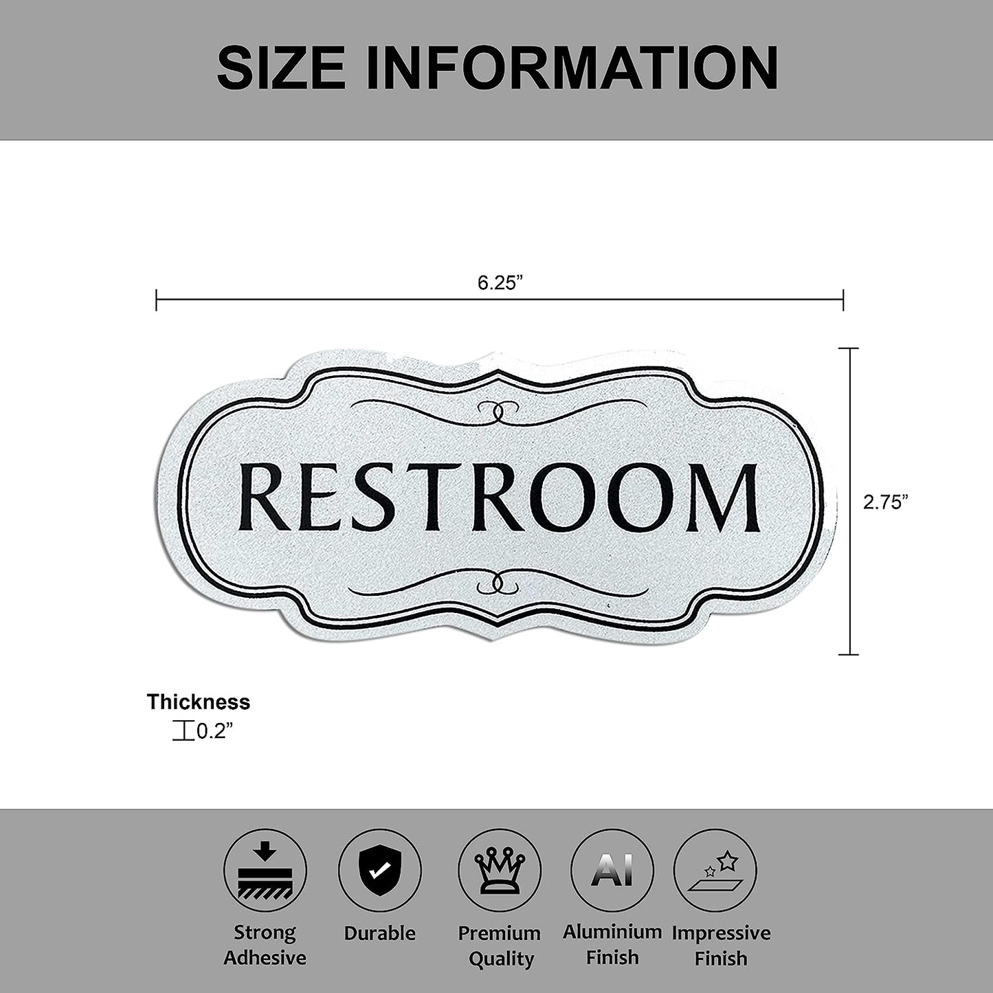 Restroom Sign in Aluminum