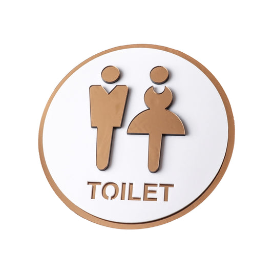 Round Toilet Bathroom Sign in 3D with Double-Sided Tape (UNISEX)